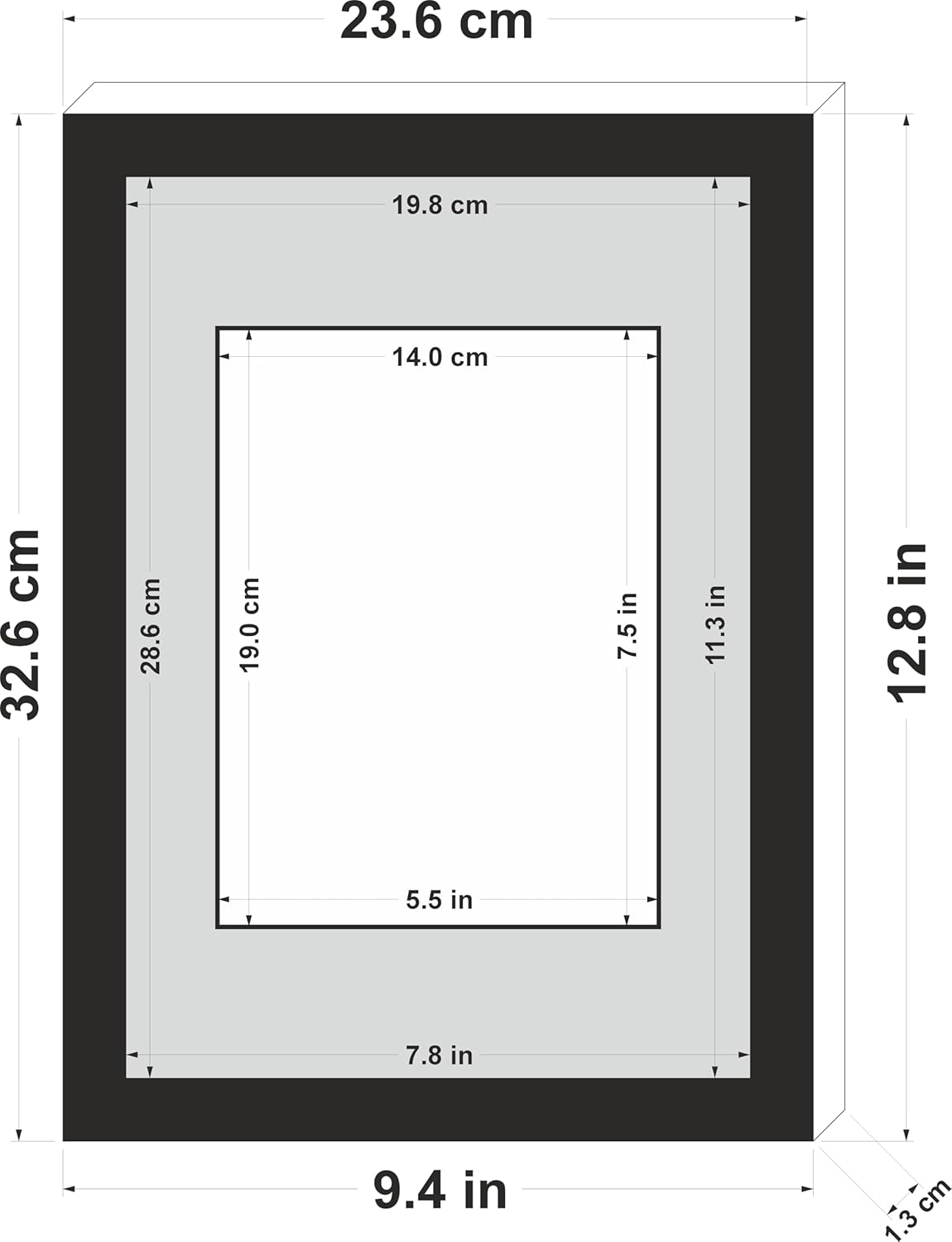 Black A4 Frame Set of 4 (21x29.7cm) with Mount for 19x14cm | Poster & Certificate Frame | Wall Mount or Table Top Display | Classic Style