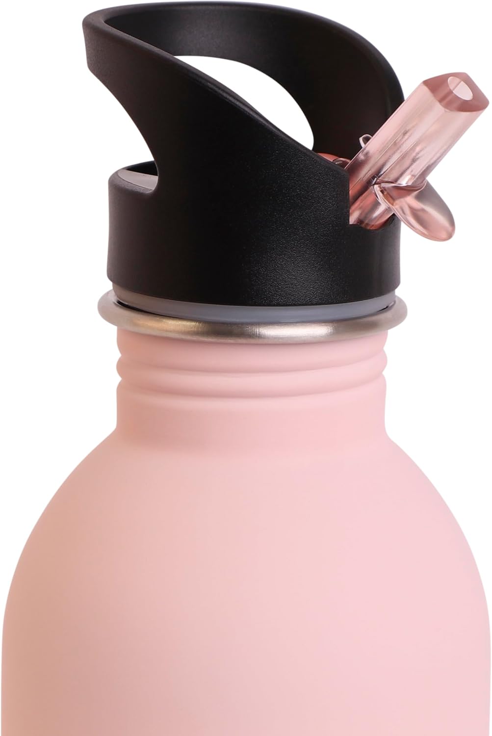 Snap n Seal 1L Stainless Steel Water Bottle with Straw, BPA Free - Leakproof Metal Flask with Carry Handle for School, Travel, Work & Gym - Ideal Drinking Bottle for Kids & Adults - Pink