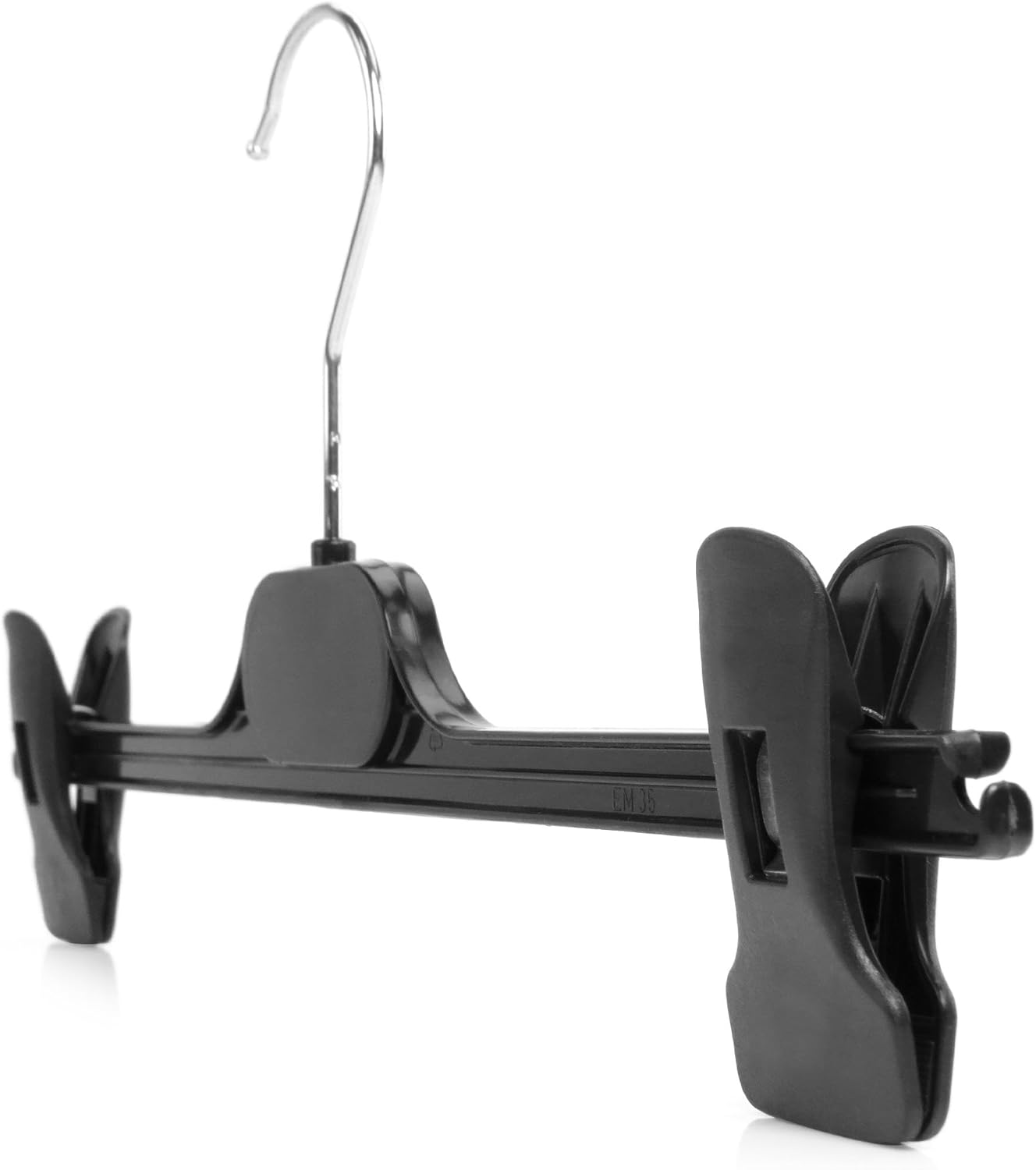 10 Black Plastic Trouser & Skirt Adjustable Clip Hangers – 35cm Main image