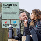 Stainless King Duck Egg Travel Flask (1.2L), Premium Leak Proof Insulated Tea & Coffee Flask for Hot & Cold Drinks, Built-in Cup, Twist-Pour Stopper, BPA-Free, Durable Steel