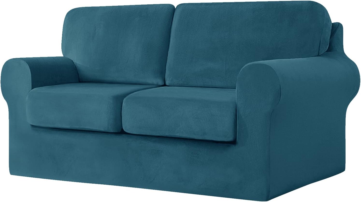 Sofa Cover with Separate Seat Cushions and Backrests Stretch Velvet Sofa Slipcover Couch Covers Furniture Protector Split Combined (Dark teal,Large 3-Seat Set 5 PCS) Main image