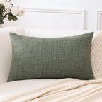 Artscope Linen Cushion Covers Set of 1 Decorative Lumbar Pillowcase Pillow Cover 12x20 Inch for Home Decor Sofa Bedroom Car 30x50cm Gray Green