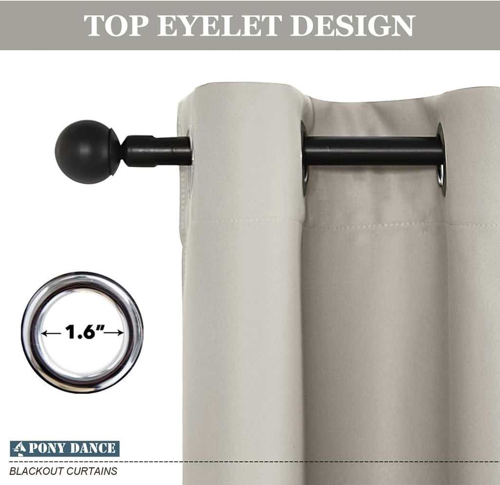 Natural Thermal Eyelet Curtains - Short Energy Saving Window Treatment Curtains & Drapes for Home Decor Privacy Protected Drapes for Kitchen/Cafe/Caravan, 52 x 36 Inches, 2 Panels