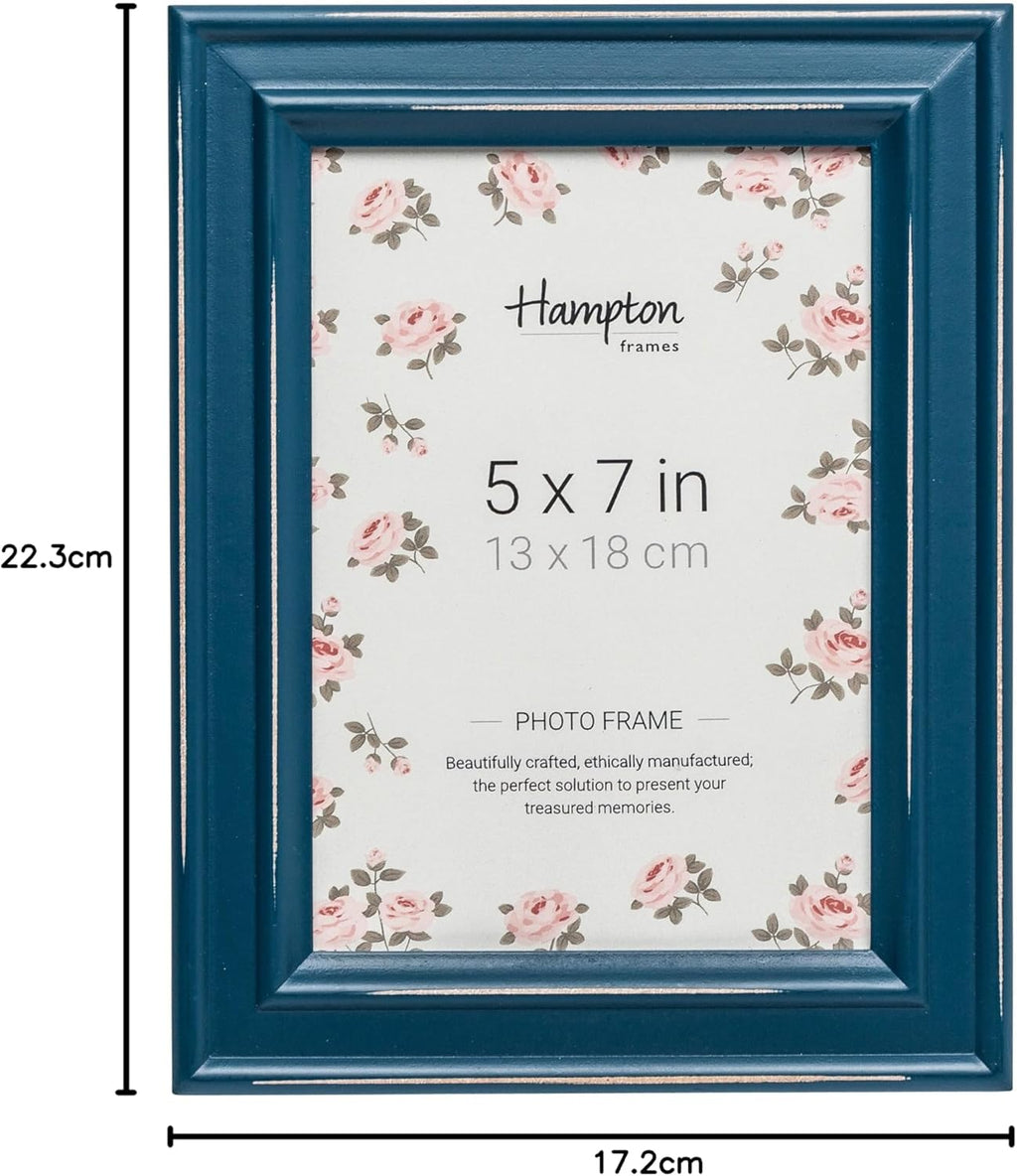 PALOMA Teal Blue Shabby Chic 5x7 13x18cm Distressed Wood Photo Frame PAL301957TL