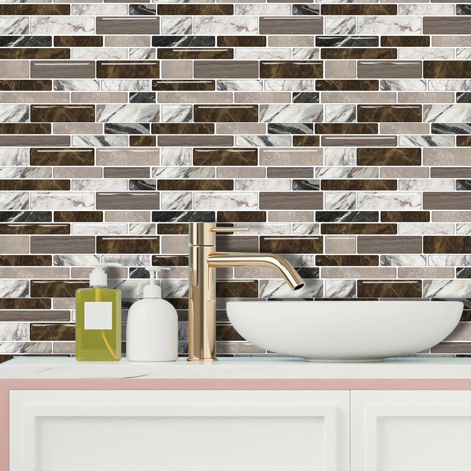 Tiles Self Adhesive Stick On Kitchen Tiles Kitchen Backsplash Self Adhesive Decal for Walls Bathroom Tile Transfers Sticker Marble Wall Sticker for Bathroom Waterproof Wall Decals 30×30