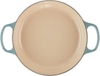 Signature 21180263602430 Enamelled Cast Iron Shallow Casserole Dish With Lid, 26 cm, 2.2 Litres, Ocean