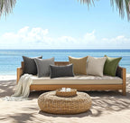Pack of 2 Outdoor Weatherproof Cushion Covers Decorative Modern Throw Pillow Covers Decoration Polyster Linen-Look Pillowcases For Garden Sofa Living Room Bed Cushion Cover 45x45cm B-Beige