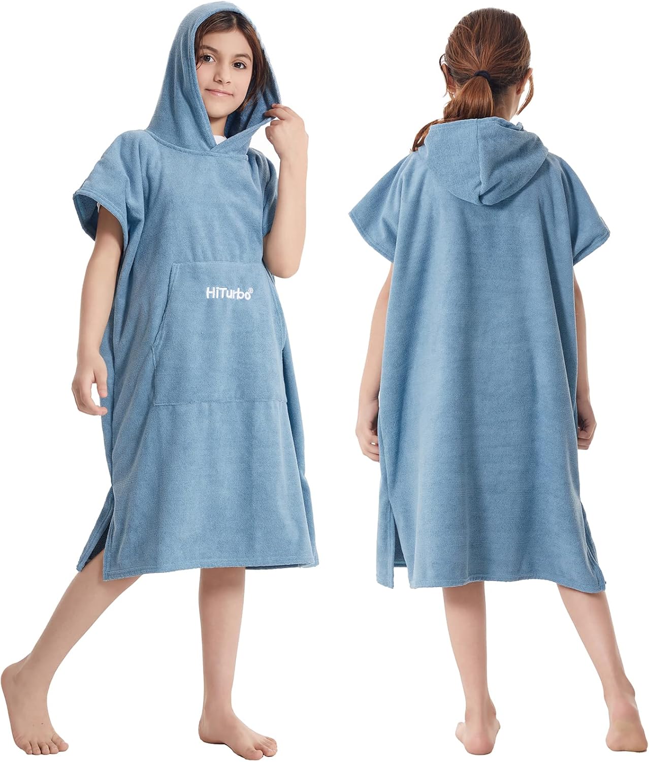 Kids Changing Towel Robe,Hooded Poncho Bath Robe Surf Absorbent Swimming Bathrobe for Beach,Bathing,Surfing,Indoor & Outdoor Activities Blue