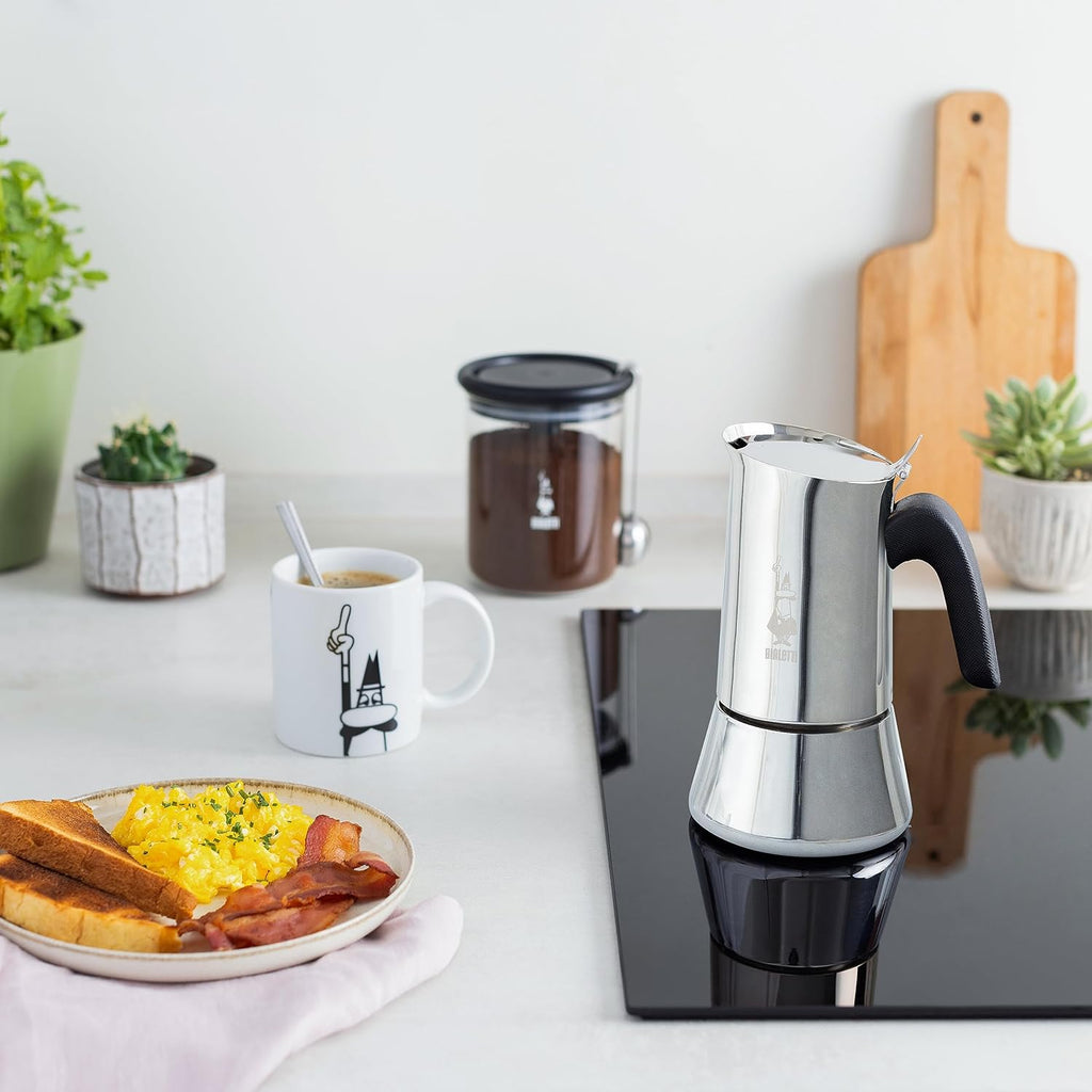 Bialetti New Venus Caffettiera in Acciaio Inox, Adatta all'Induzione, Argento, 4 Tazze,Silver