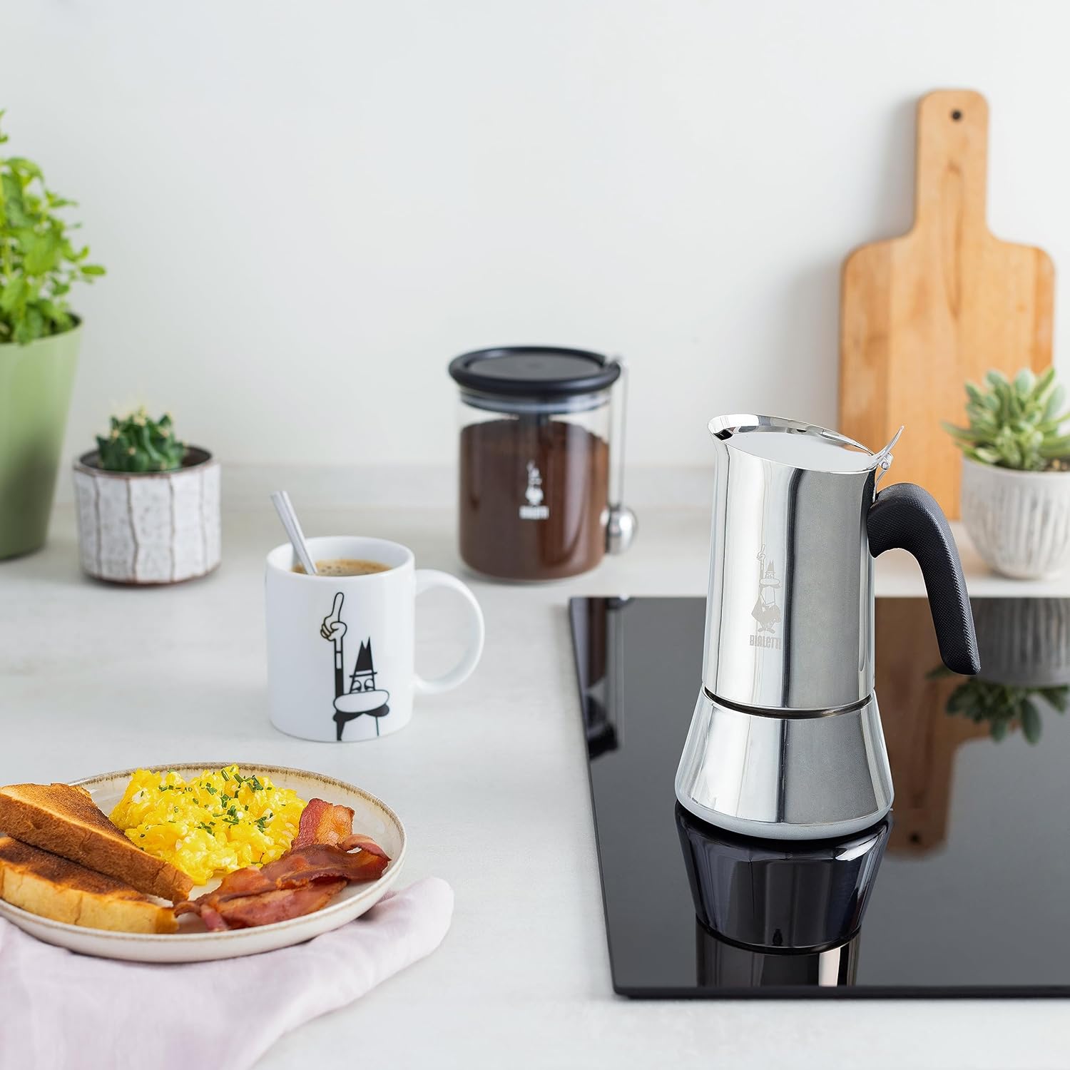 Bialetti New Venus Caffettiera in Acciaio Inox, Adatta all'Induzione, Argento, 4 Tazze,Silver