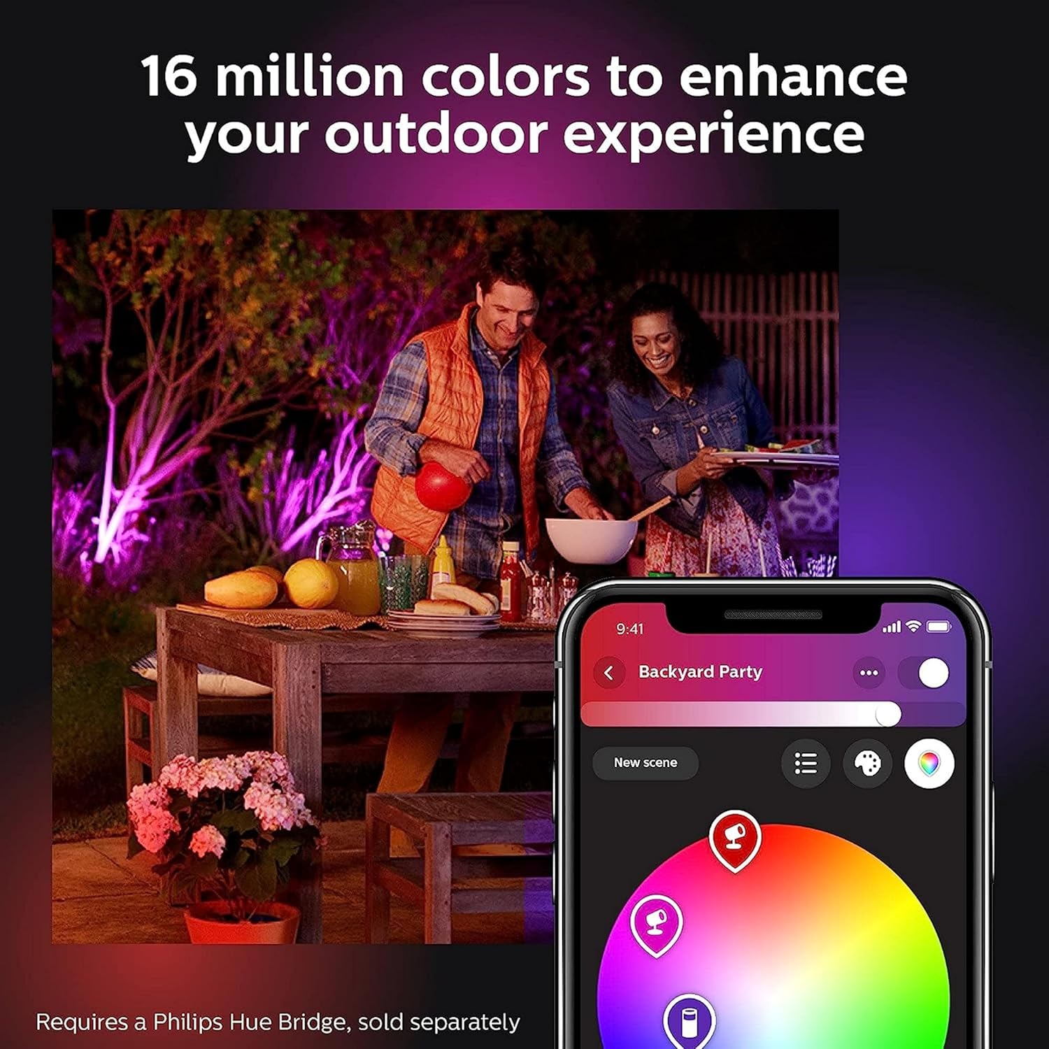 Lily White and Colour Ambiance LED Single Spotlight Extension: Smart Outdoor Lighting for Garden, Works with Alexa, Google Assistant and Apple Homekit