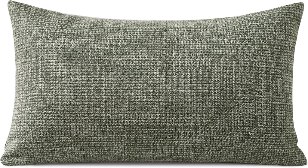Artscope Linen Cushion Covers Set of 1 Decorative Lumbar Pillowcase Pillow Cover 12x20 Inch for Home Decor Sofa Bedroom Car 30x50cm Gray Green