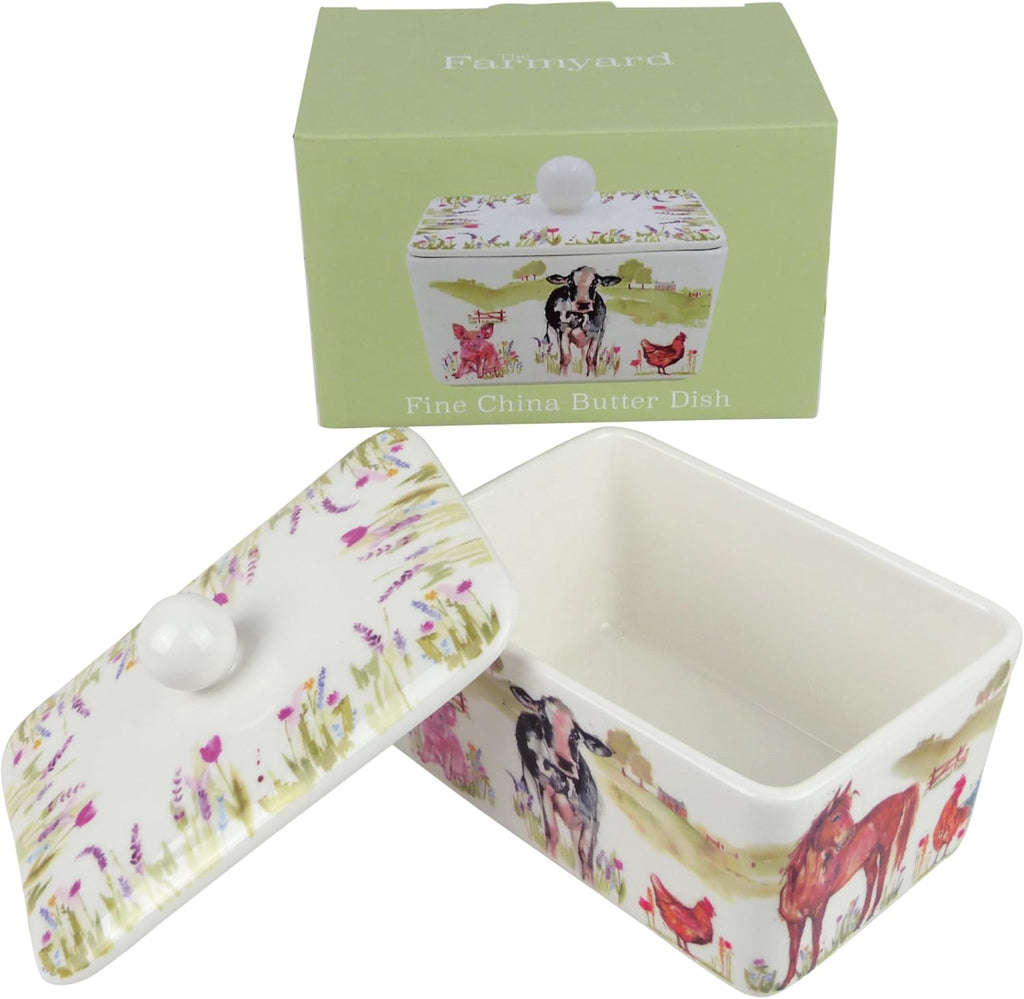 The Leonardo Collection Macneil Studios Farmyard Butter Dish | British Designed for Kitchen Use | Large Butter Dish for All Kitchens | Perfect for Daily Butter Storage