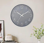 Wall Clock Non-Ticking Silent Battery Operated Round Wall Clock Modern Simple Style Decor Clock for Home/Office/School/Kitchen/Bedroom/Living Room/8.5 Inch Grey