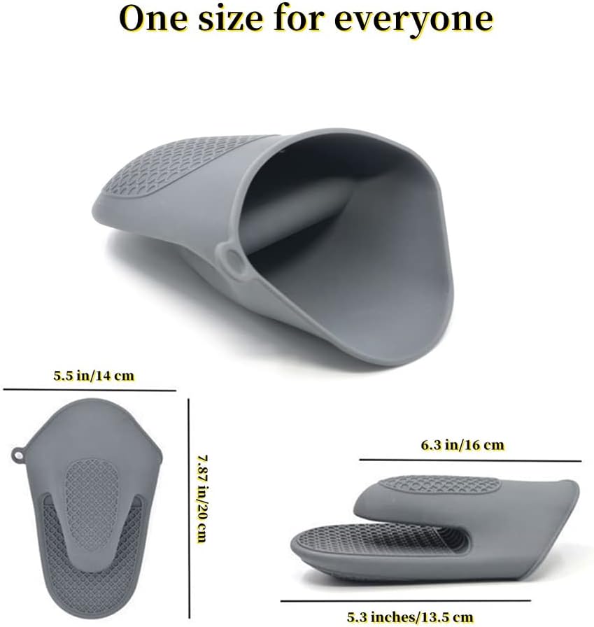 Oven Glove Thicken Silicone Pot Holder Mini Oven Mitt Heat Resistant Pinch Covers for Baking, Cooking, Bbq Grilling (grey)