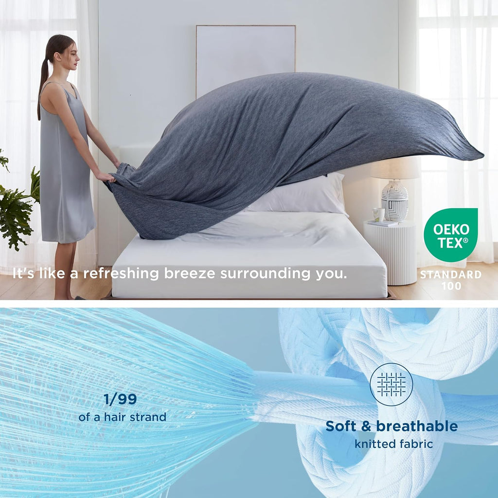 Cooling Blanket for Night - Summer Blanket with Rayon Derived from Bamboo, Dual Sided Lightweight Cool Blanket with Arc-chill Cooling Fiber for Hot Sleepers Queen, Blue, 220x240 cm