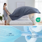 Cooling Blanket for Night - Summer Blanket with Rayon Derived from Bamboo, Dual Sided Lightweight Cool Blanket with Arc-chill Cooling Fiber for Hot Sleepers Queen, Blue, 220x240 cm