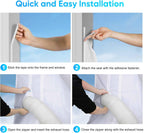 Air Conditioner Window Kit, Portable Anti-Mosquito Waterproof Wind Resistant No Drilling Window Kit with Zip and Adhesive Fastener for Tumble Dryer and Hot Air Stop, 400cm/158 Inch