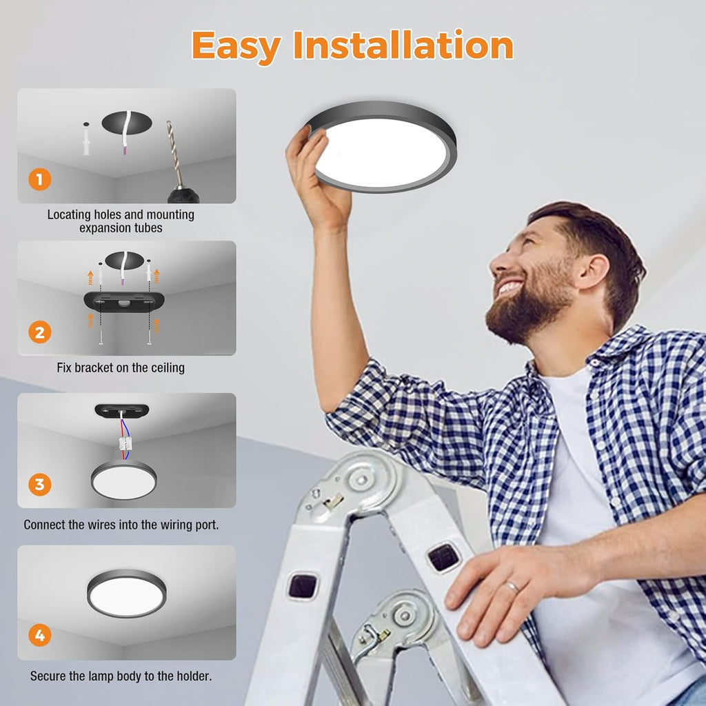 Bathroom Light, 3000K/4000K/6500K 3 Color Temperature, Waterproof IP54, Small, Round, Modern, Flush Ceiling Light for Bathroom, Kitchen, Bedroom, Hallway and More