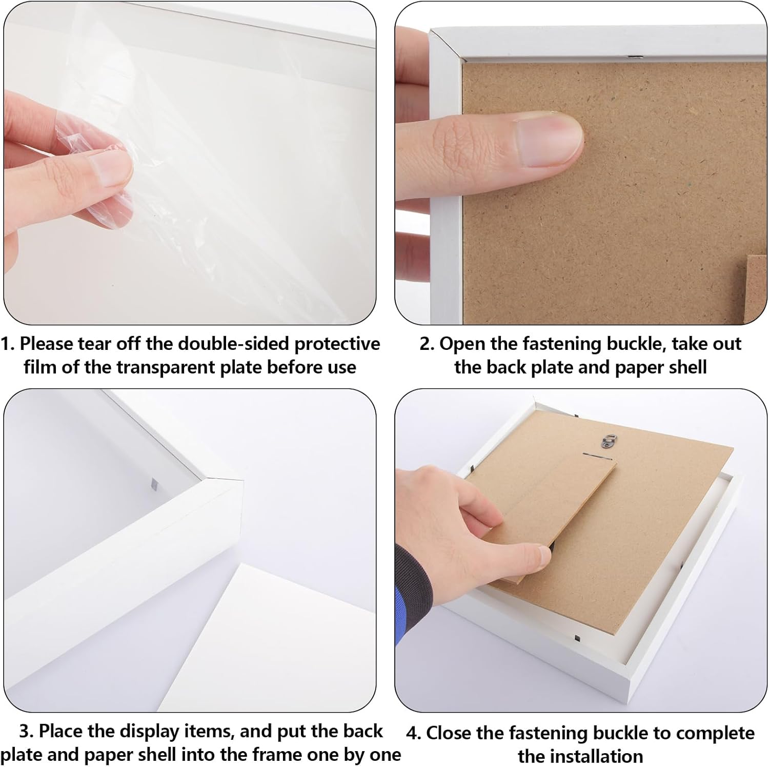 3D Shadow Box Frame, White 8x8 inch Picture Frame 1.2 Inch Deep Box Frames Wooden Display Box for Crafts, Photos, Artworks, Bouquet, Memory Tickets
