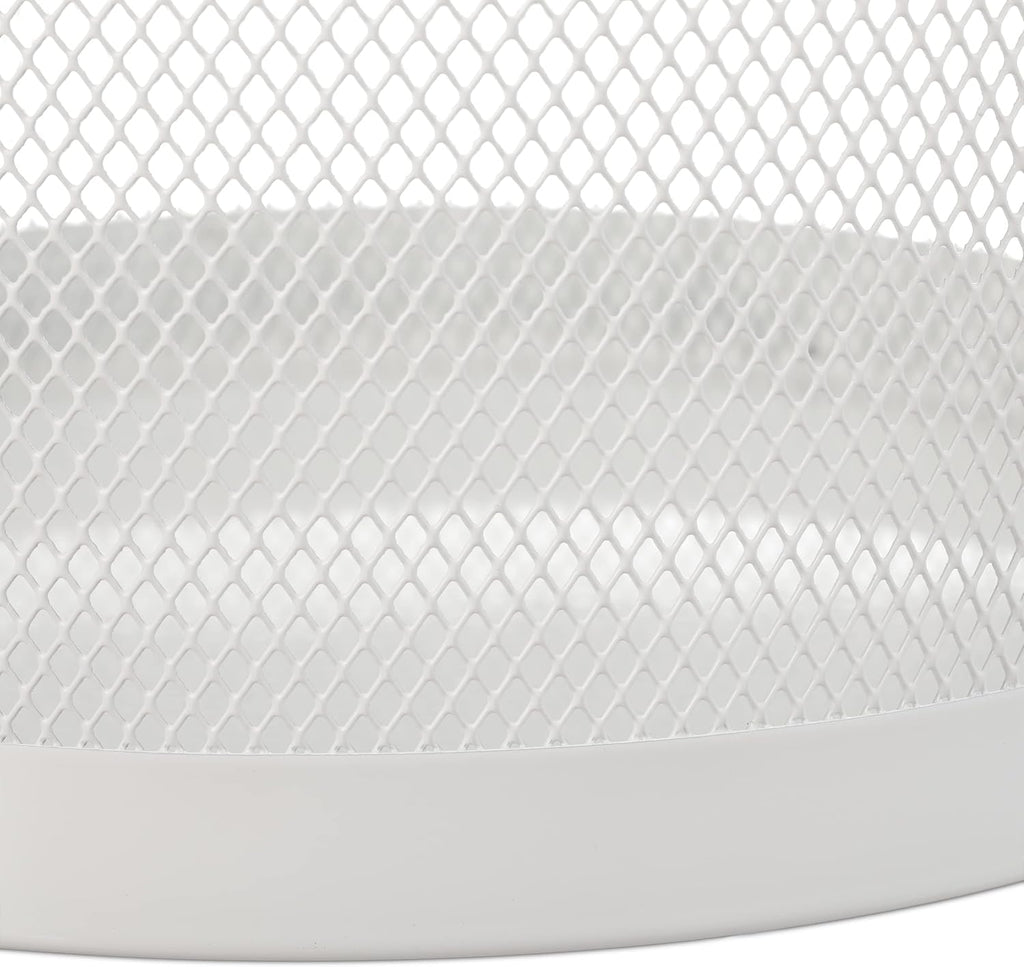 Wastebasket, Wastepaper, Office & Home, Round, Wire Mesh, Paper Bin, Metal, H x D: 24 x 23 cm, White, Steel