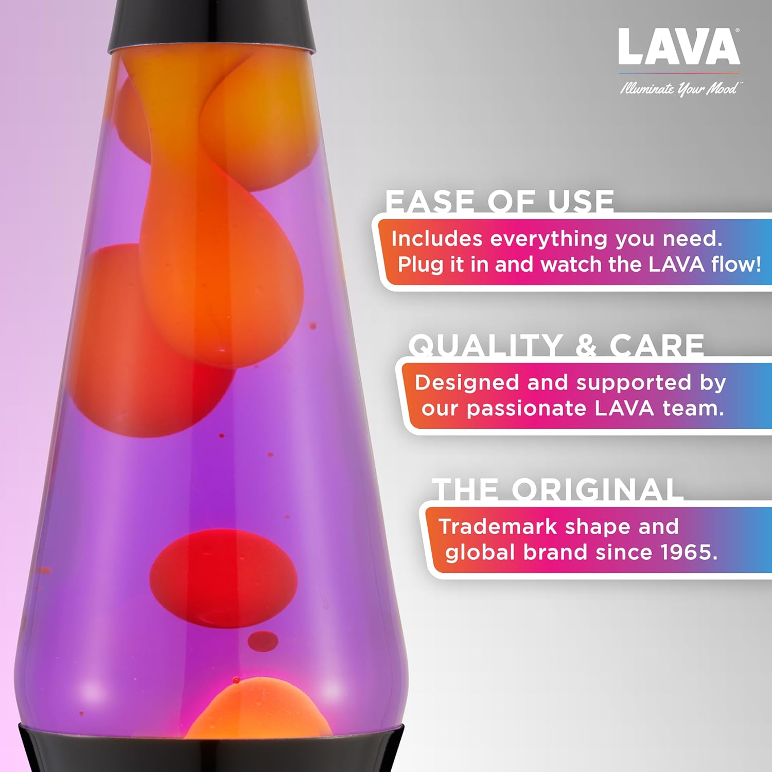 Lamp - 14.5" Autumn Dusk - The Original Motion Lamp - Yellow and Purple Liquid with Black Base - Item #2323