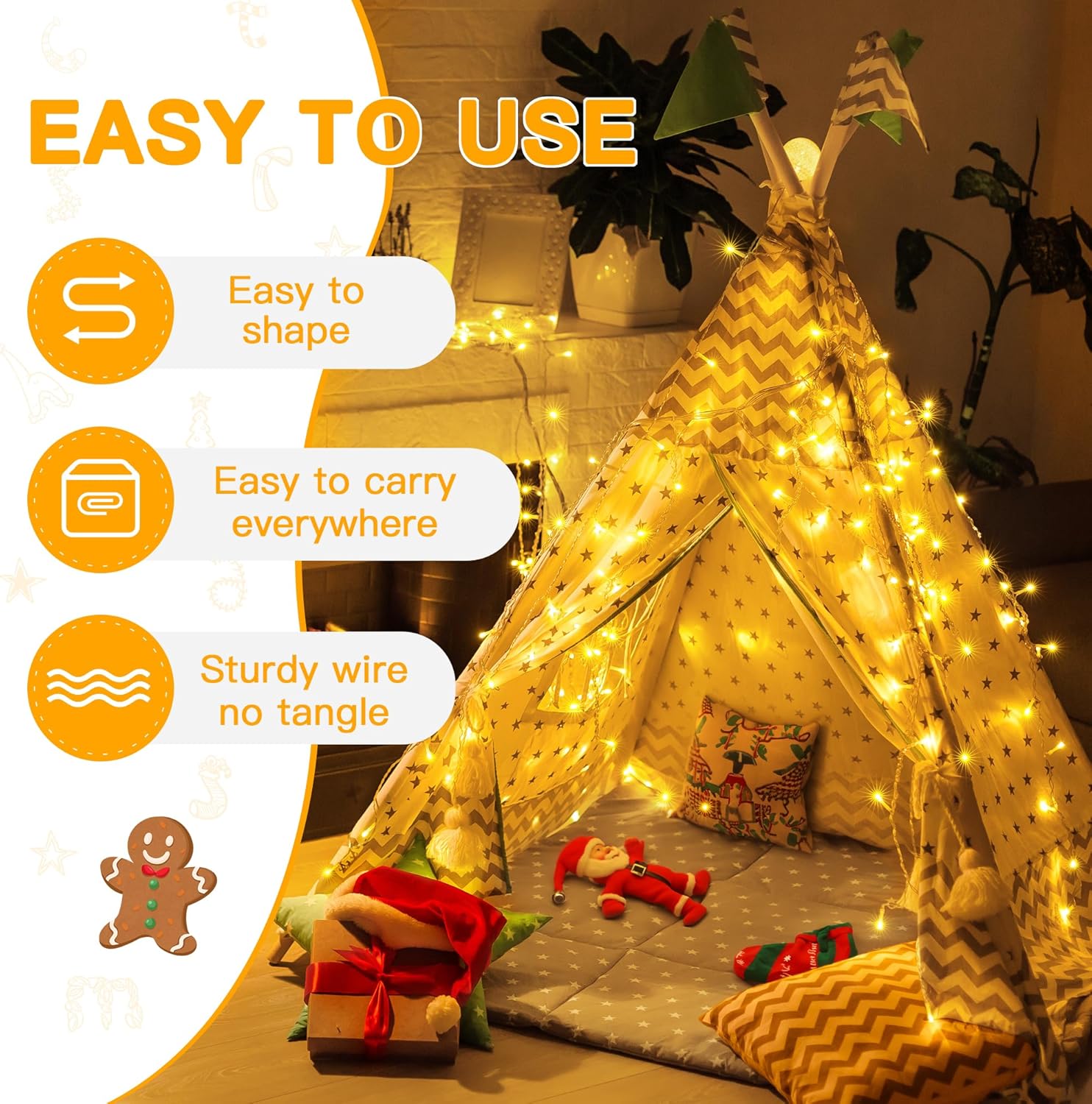 Fairy Lights Battery Operated, 15m 150 LEDs Christmas Tree Light Battery Powered Outdoor Decoration, Warm White Waterproof Xmas Lighting with 8 Modes/Timer for Indoor Outside Bedroom Garden