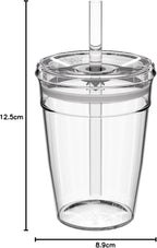 Cold Cup - Clear Plastic, Reusable Ice Coffee Cup with Lid and Straw - Medium 12oz (340ml)