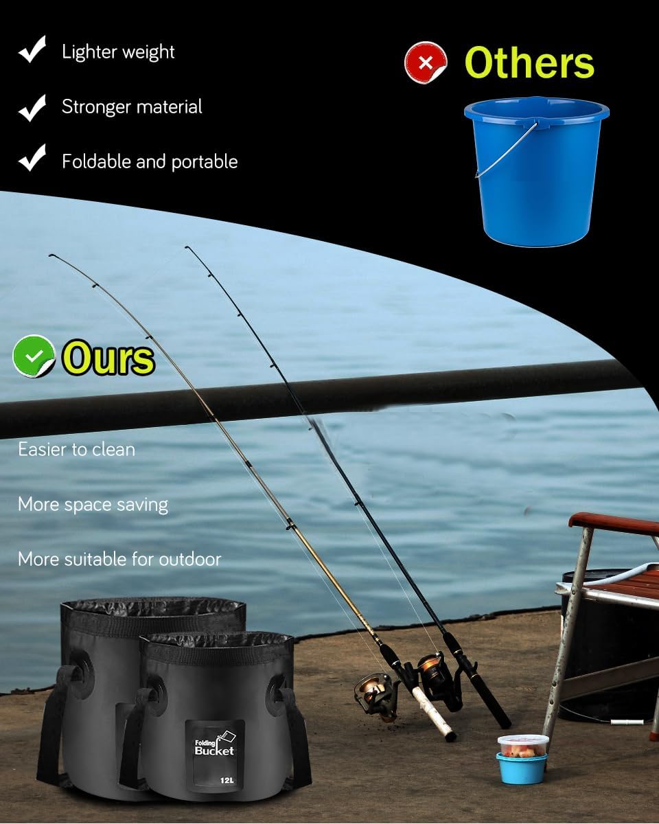 Folding Water Bucket, 20L Collapsible Bucket Portable Lightweight Foldable Bucket for Camping Traveling Picnic Hiking Fishing Boating Gardening Car Washing