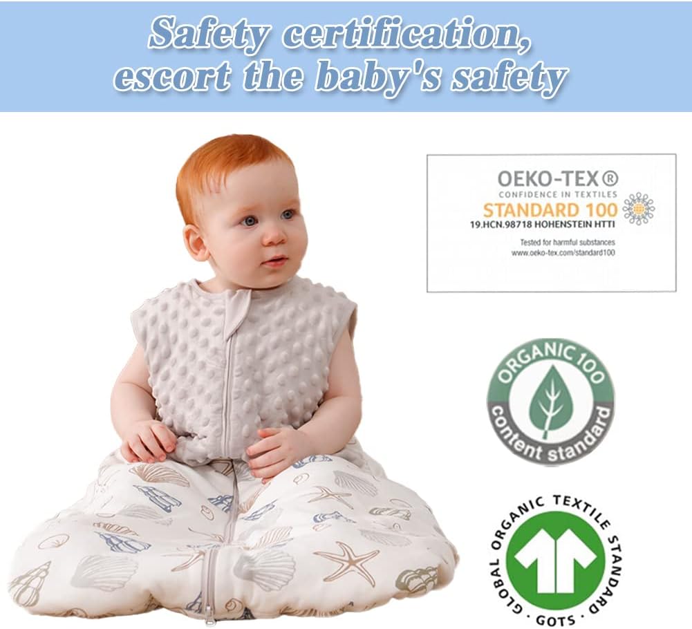 Sleeping Bag 1.5 TOG Unisex Wearable Blanket Swaddle for Newborn Soft 100% Cotton Sleeveless Sleeping Sack with Double Zipper Grey 18-36Months