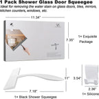 Shower Squeegee for Shower Glass Doors, Bathroom Squeegee for Shower, with No-Drilling Hanging Hook, Non-Slip Handle Silicone Squeegee for Mirror, Car, Window, Glass (White)