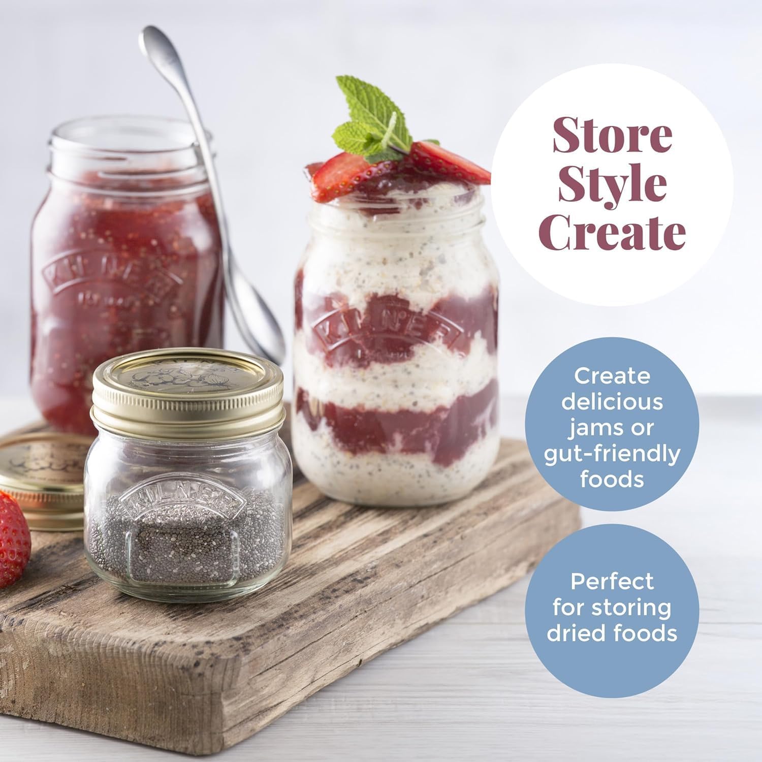 Preserve Jar 0.5L (500ml) Round Glass Screw Top Lid Preservation Storage Jar for Jams Chutneys Small Pickled Fruits