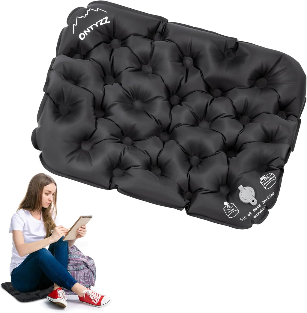 Inflatable seat Cushion Stadium Waterproof Air Pad Lightweight Portable Sit Mat for Hiking Camping Walking Travel Fishing Boating Flying Backpacking