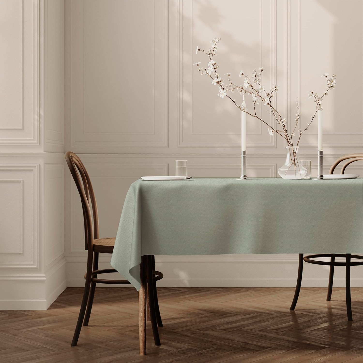 Rectangular Rectangle Fabric Tablecloth Table Cloth Table Cover 100cm x 140cm 39"x55" Sage Green Secondary image