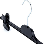 10 Black Plastic Trouser & Skirt Adjustable Clip Hangers – 35cm