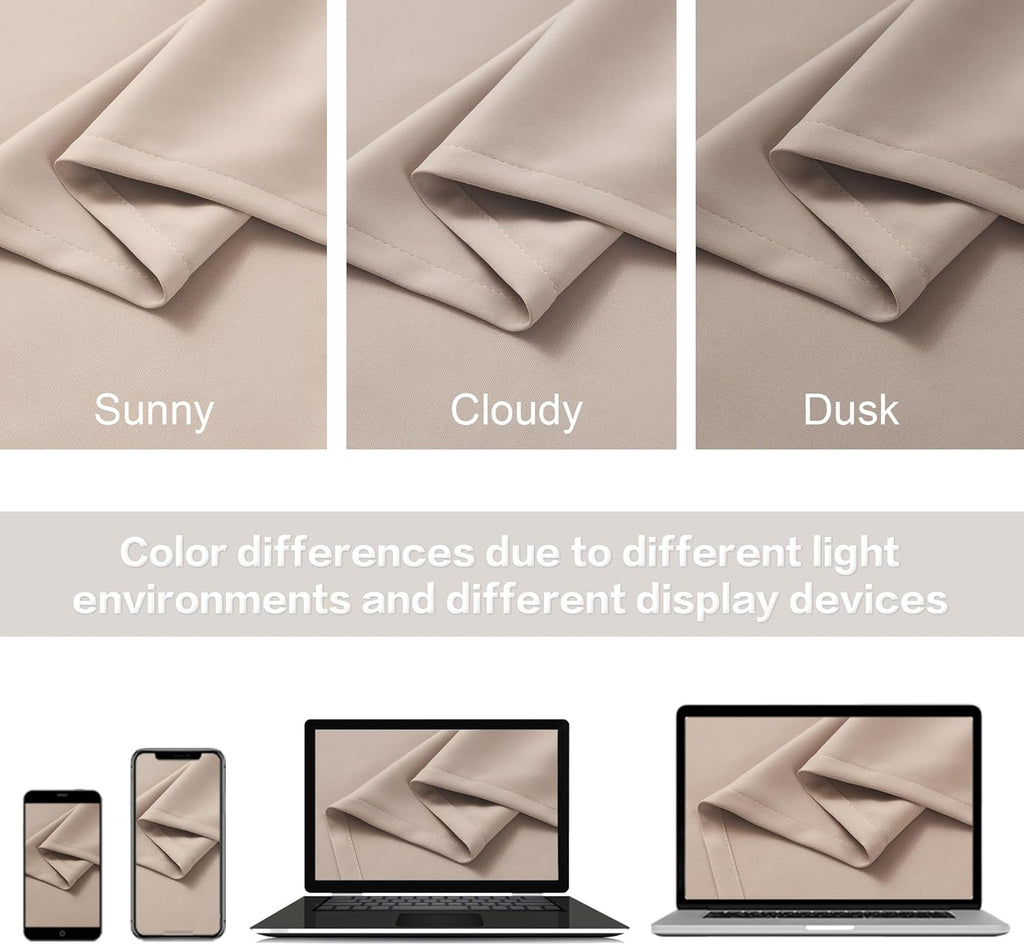 DUALIFE Warm Taupe Back Tab Curtains 84 Inches Long 2 Panels, Pinch Pleated Look Vertical Blinds Window Curtains for Patio Sliding Glass Door 70 inch Wide Privacy Draperies 70 x 84 inch, Rose Tan