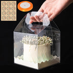 10Pcs Transparent Cake Boxes, Square Plastic Baking Box Clear Cake Gift Box with Handle, 5.25in Individual Cake Boxes Containers Display Box for Dessert Candy Cakes