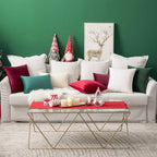 Christmas Velvet Cushion Covers Throw Pillow Case Soft Modern Decorative Square Luxury Pillowcases for Livingroom Bedroom with Invisible Zipper Set of 2 35cm x 35cm,14x14 Inches Cream White