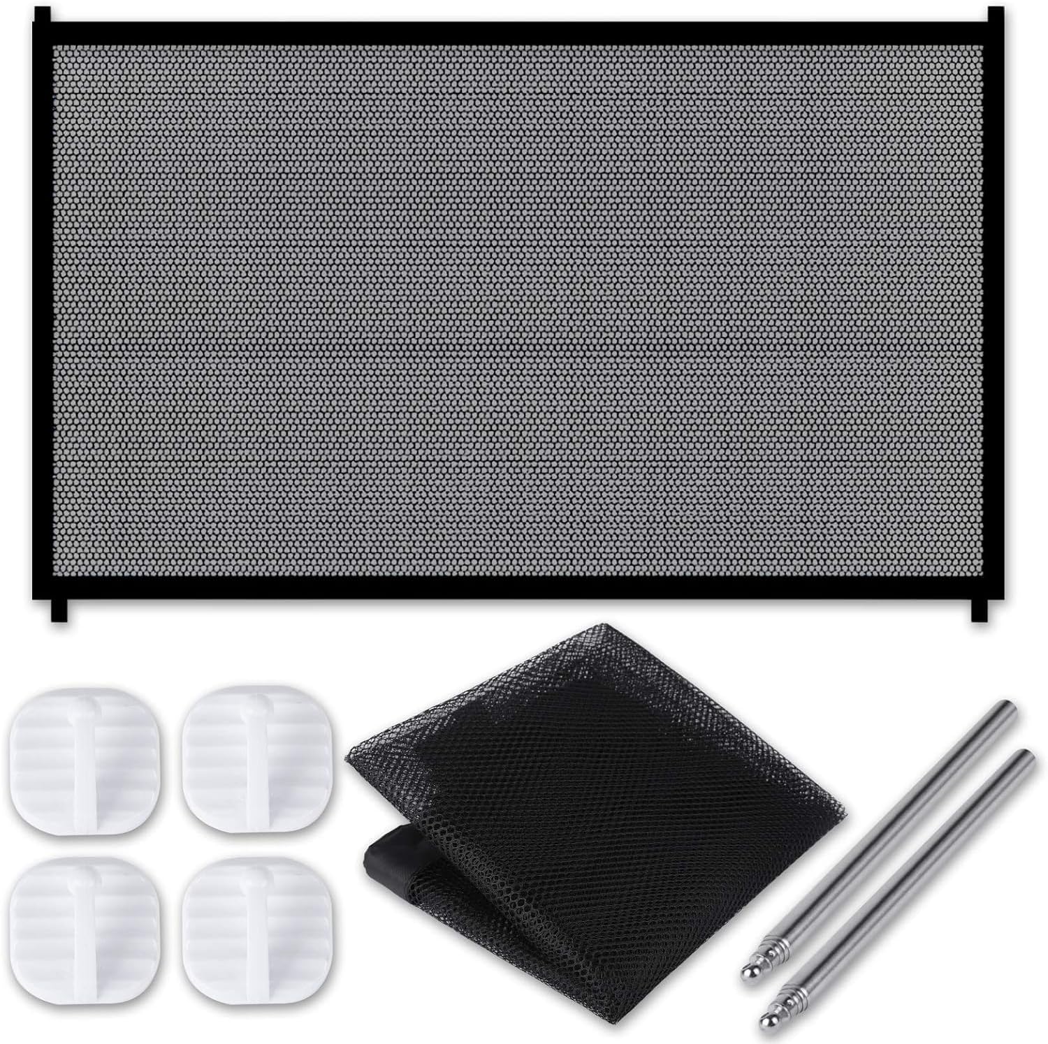 Magic Gate for Dogs, Portable Folding Safety Stair Gate Safe Guard Isolation Net with Hooks Indoor Pet Dog Mesh Fence, Easy Install Anywhere for Pet Dogs Cats, 180x72cm Main image