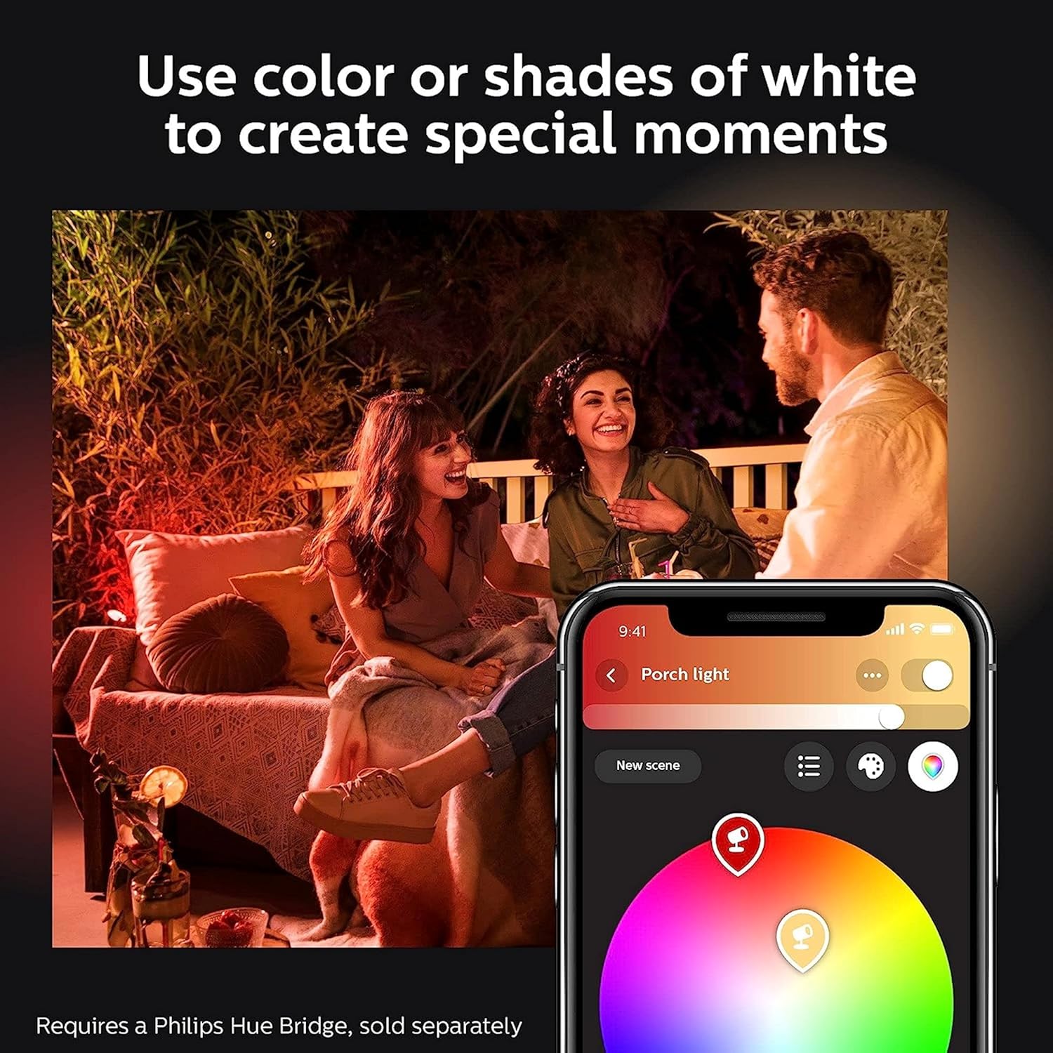 Lily White and Colour Ambiance LED Single Spotlight Extension: Smart Outdoor Lighting for Garden, Works with Alexa, Google Assistant and Apple Homekit