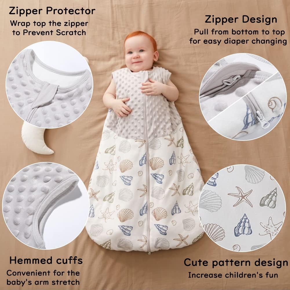 Sleeping Bag 1.5 TOG Unisex Wearable Blanket Swaddle for Newborn Soft 100% Cotton Sleeveless Sleeping Sack with Double Zipper Grey 18-36Months