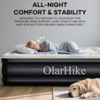 Inflatable Mattress, Air Bed with Built-in Electric Pump, King Size Blow Up Self Inflating Guest Airbed with Flocked Surface for Camping or Home Use, 202cm L x 151cm W x 46cm H(Black)