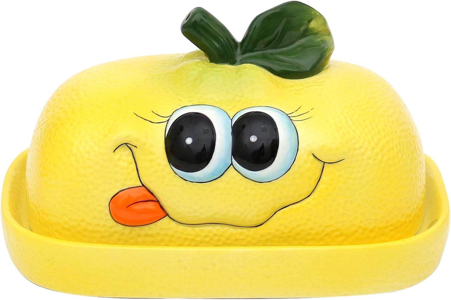 Dekohelden24 Ceramic Butter Dish Lemon Yellow Dimensions Approx. 16.5 x 11 x 10 cm Main image