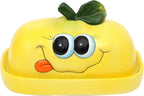 Dekohelden24 Ceramic Butter Dish Lemon Yellow Dimensions Approx. 16.5 x 11 x 10 cm