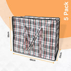 Large Laundry Bags Pack of 5 Storage Bags Reusable Laundry Bags with Zips Ideal for Moving House Clothing & Wardrobe Storage (60L x 25W x 50H cm)