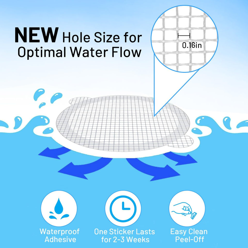 (25 Pack) Disposable Drain Cover & Drain Snake Stickers - 9cm Round Shower Drain Cover & Hair Catcher for Shower Drain - Perfect for Bath & Kitchen - Mesh Stops Human & Pet Hair