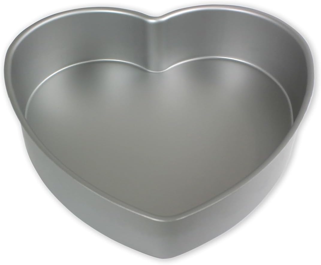 HRT082 Anodised Aluminium Heart Cake Pan 8 x 2-Inch Deep, Silver