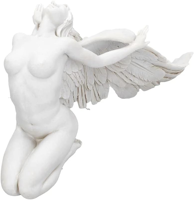 Angels Freedom Figurine 40cm, Resin, White, Angel Figurine, Kneeling Angel Design, Angelic Spiritual Decor, Cast in the Finest Resin, Painstakingly Hand-Painted