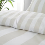 Catherine Lansfield Cove Stripe Reversible King Duvet Cover Set with Pillowcases Natural