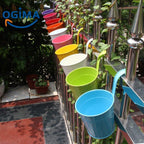 OGIMA 10 x Metal Iron Flower Pot Vase Hanging Balcony Garden Planter Home Decor